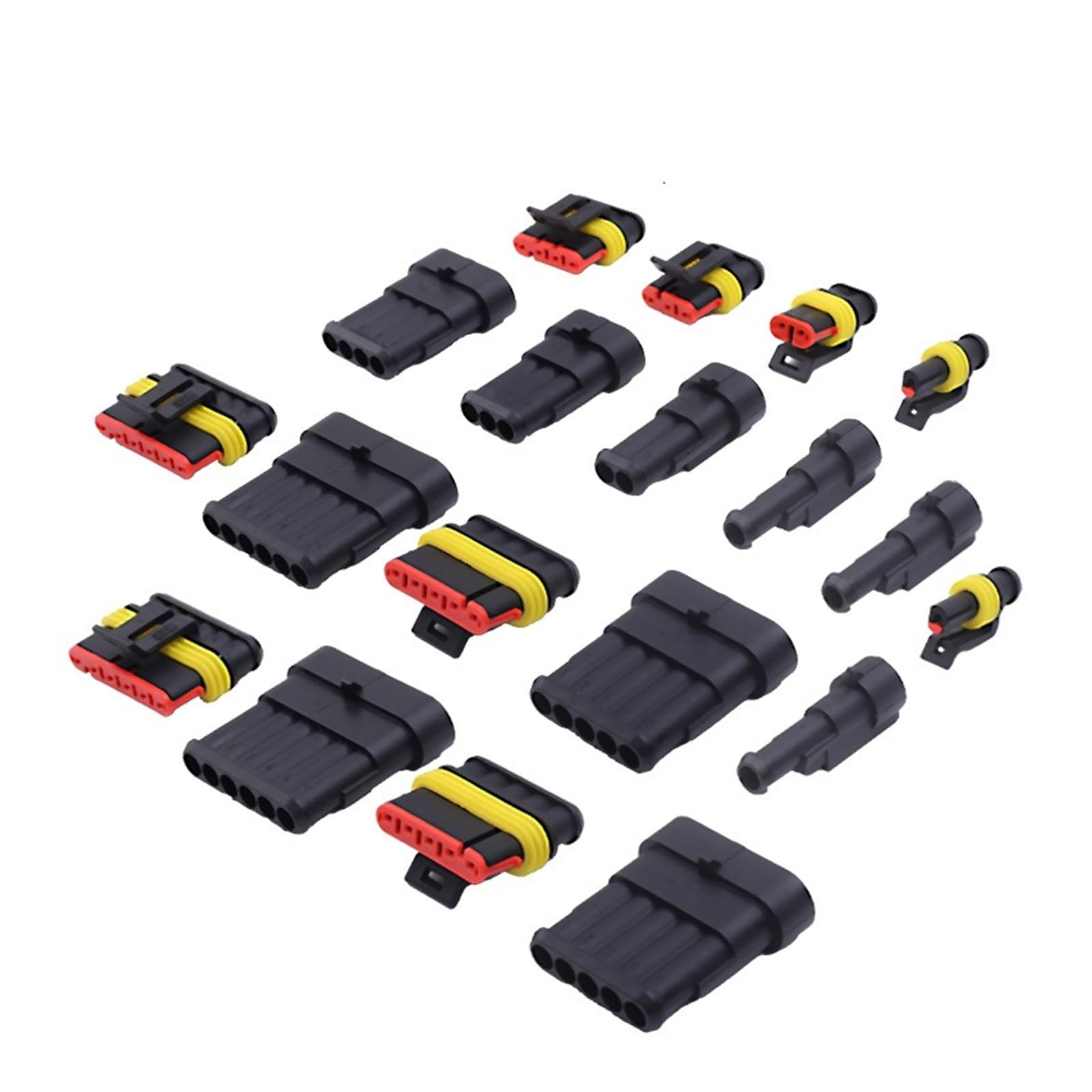 Kit 1-2-5 ensembles de connecteurs électriques étanches à 2 broches 1/2/3/4/5/6 broches pour voiture (marron, 1 lot)