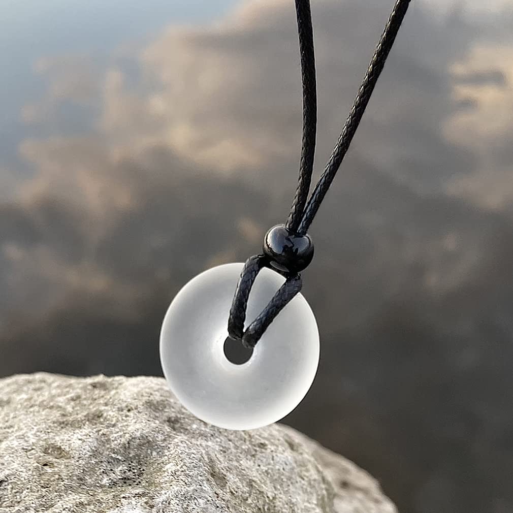 Joyería de cristal de mar, serie I am Happy, collar clásico de dona de la suerte, dije de cristal de estilo hawaiano, amuleto de protección y buena suerte, joyería de playa para mujeres y hombres,