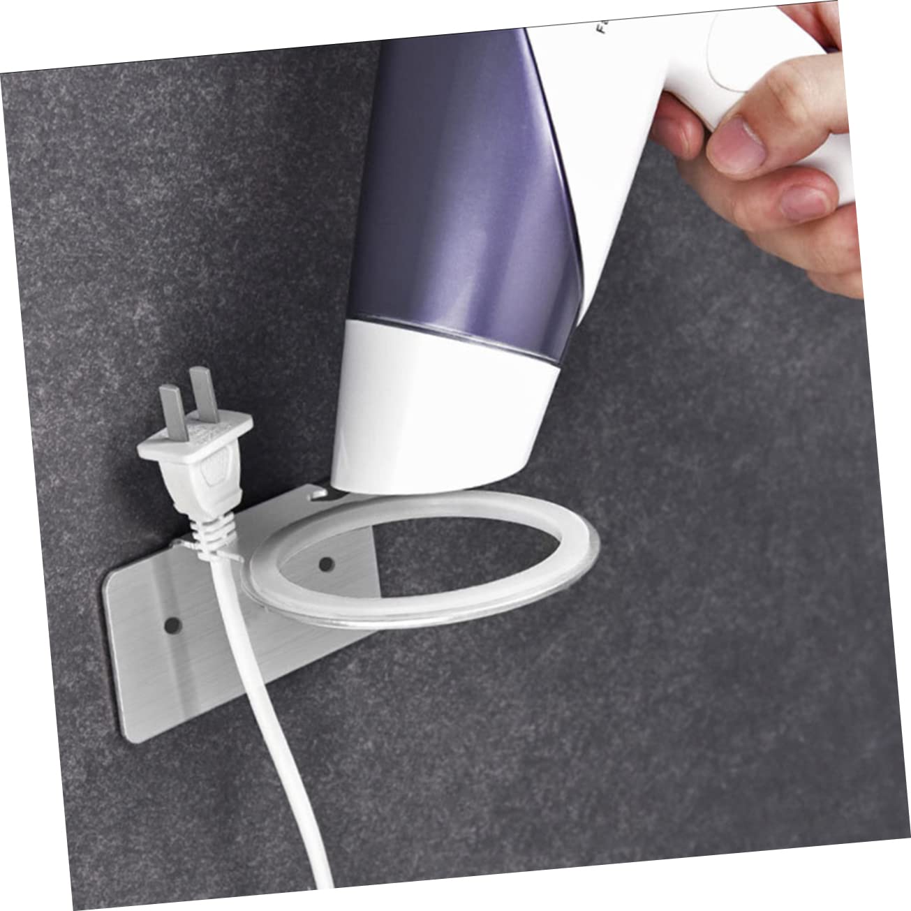 HEMOTON 2pezzi Porta Asciugacapelli Da Parete in Acciaio Inox Per Sala Trucco Bagno Argento Resistente Leggero Antiruggine Facile Installazione