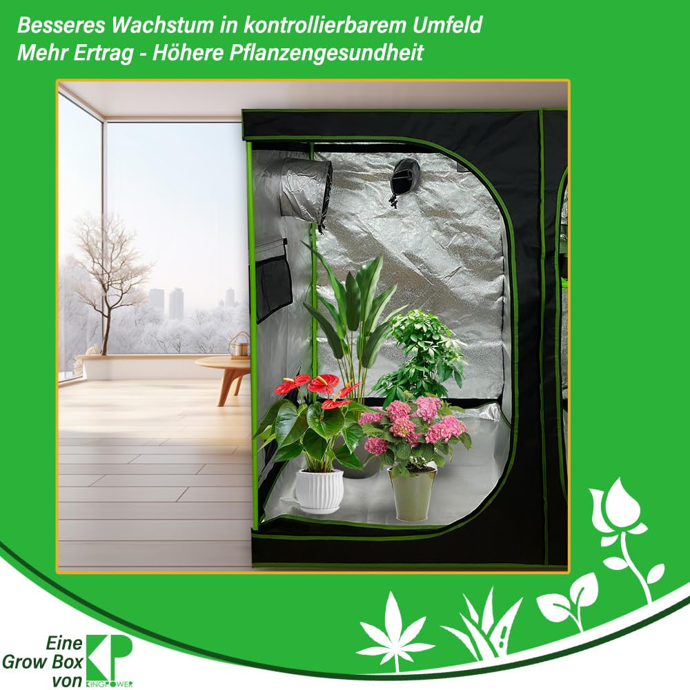 Kingpower 120 x 90 x 145 cm Hidroponía Grow Tent Caja de Cultivo Interior Invernadero Tienda de Cultivo Gabinete de cría