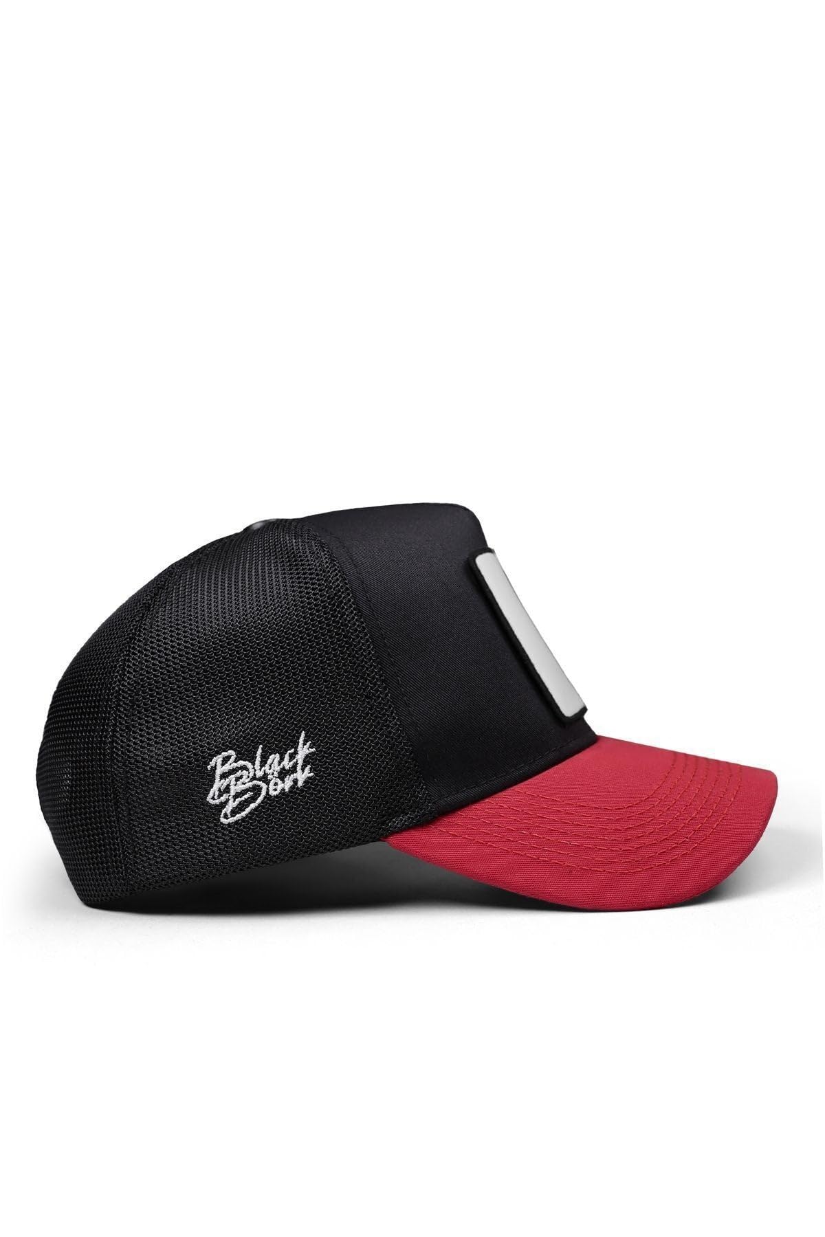 Gorra de Trucker Premium Rojo - Negro con Parche Oso Boss