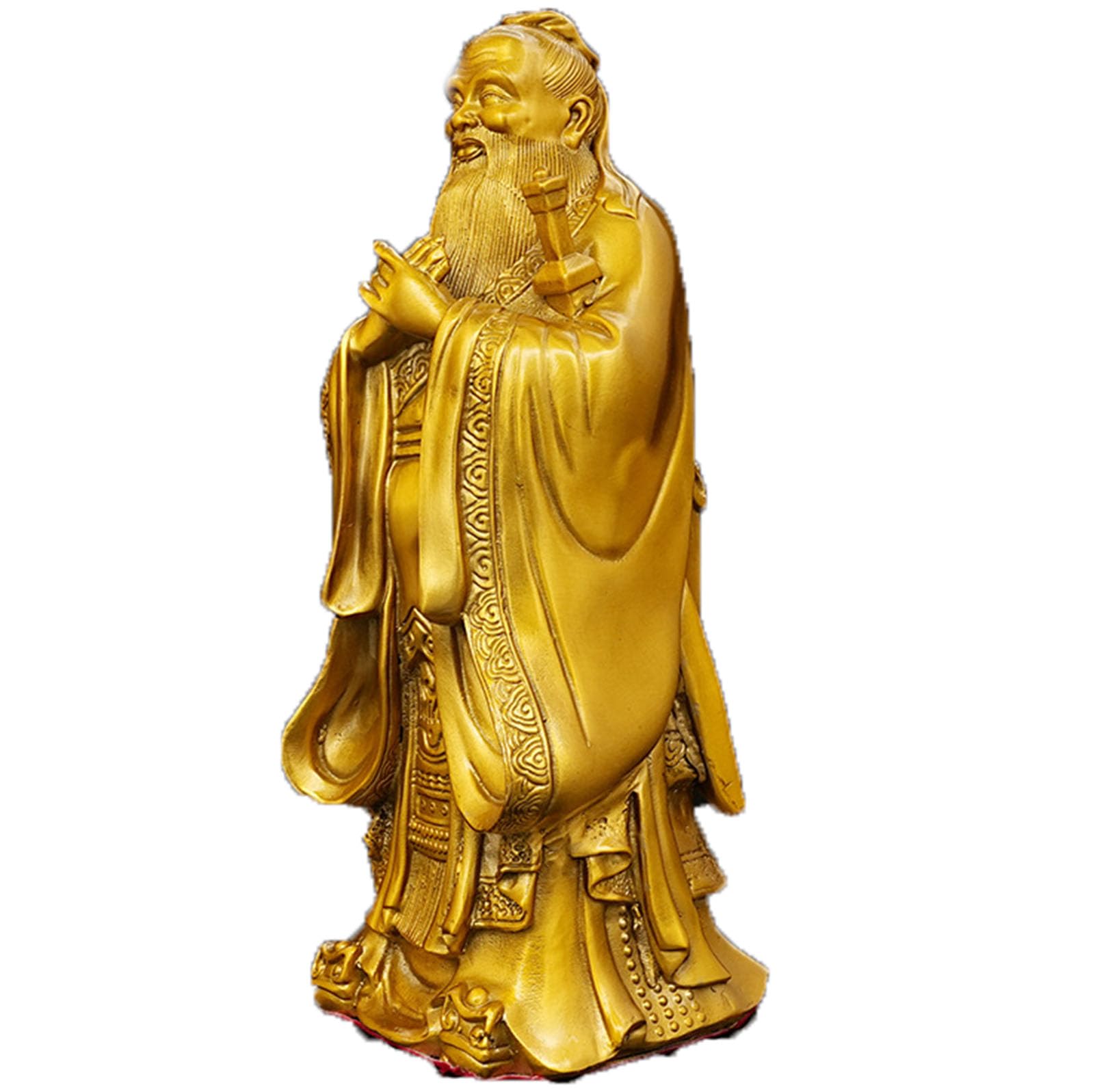 Zooeelly Confucius Statue - Feng Shui Brass Vintage Sculpture, Luckybuddha Chinese Philosopher Figurine for Home Decor, Kong Fuzi Figure, Elegant Asian Art Piece