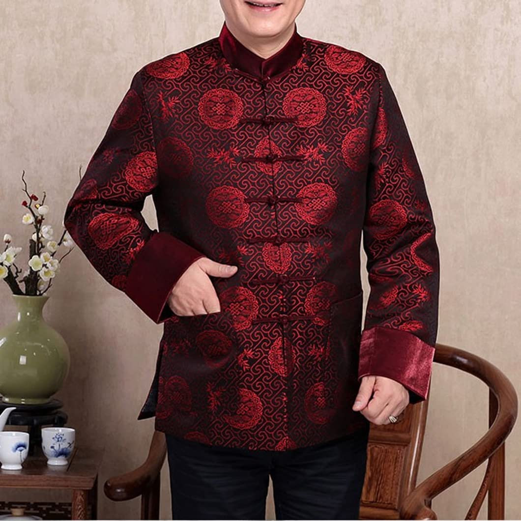 Tang Suit Chinesische Kung Fu Jacke Kleidung für Herren Traditionelle chinesische Kleidung Hanfu Mantel Tai Chi Uniform Kampfsport Uniformen Langarm Mantel Tops Shirt