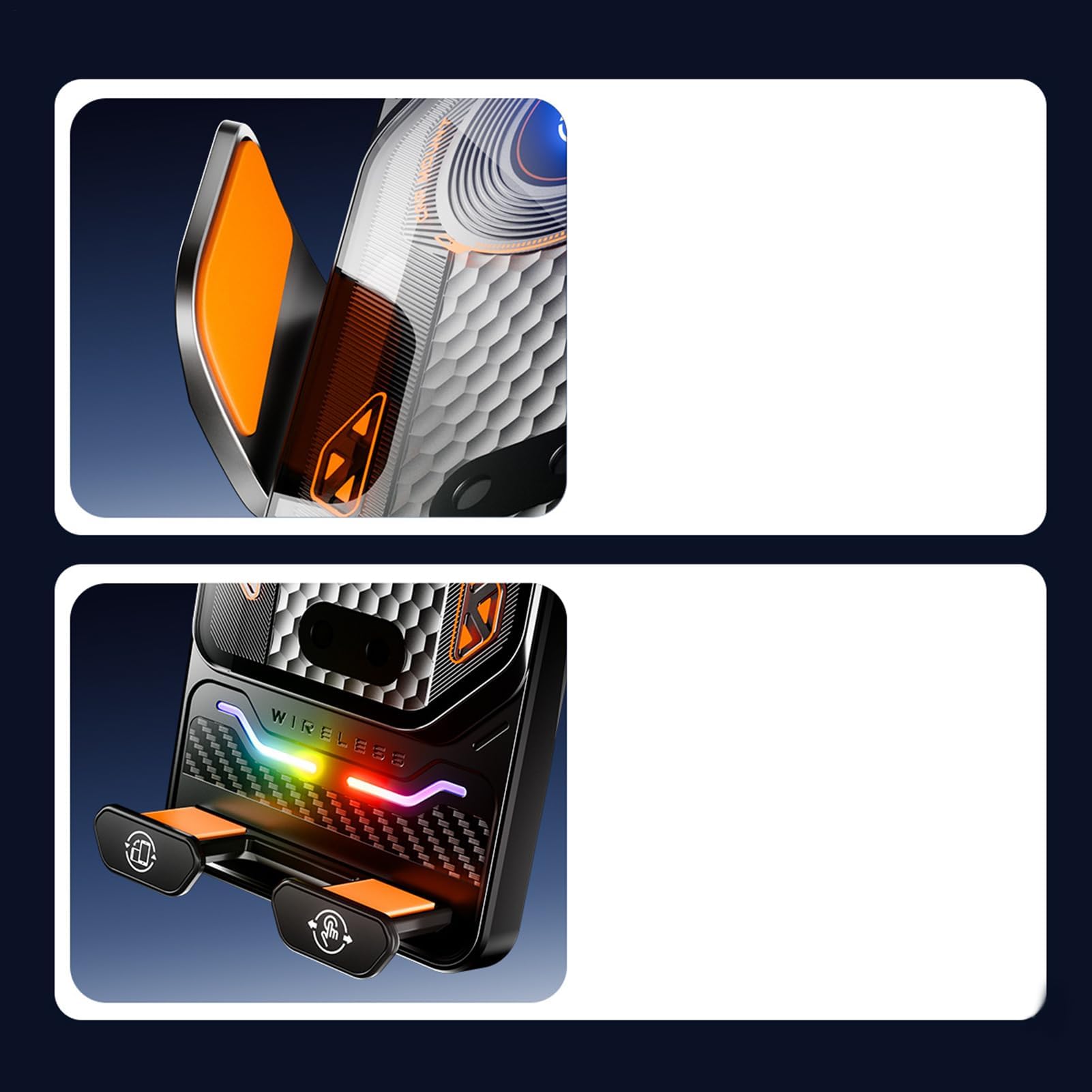 Supporto per telefono da auto, porta smartphone con funzione di ricarica wireless, supporto per bocchetta dell'aria dell'auto, per rimorchio, camper, berline, pickup, trattore, camion