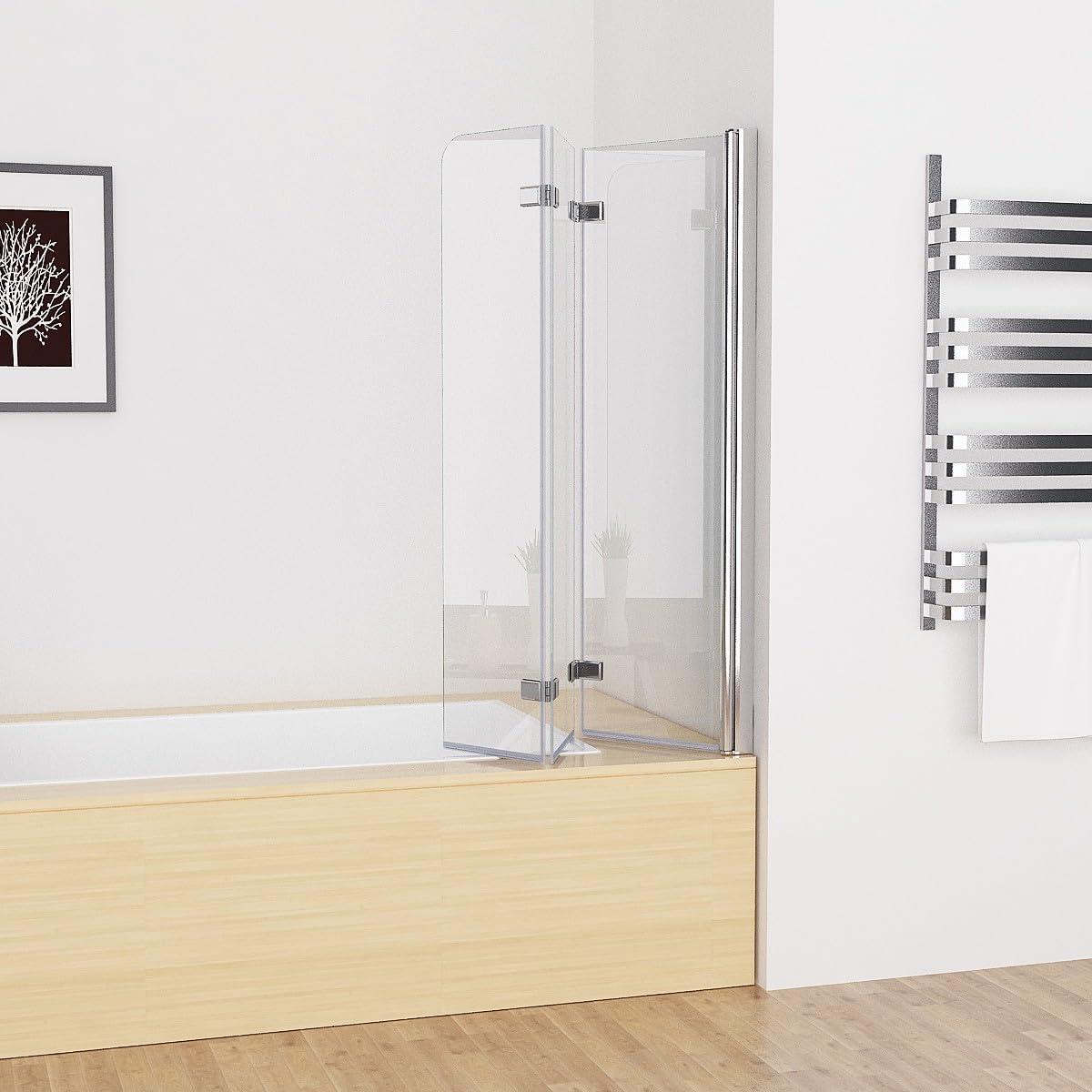MIQU Paroi de Douche Pliable pour Baignoire 100 x 140 cm Verre ESG