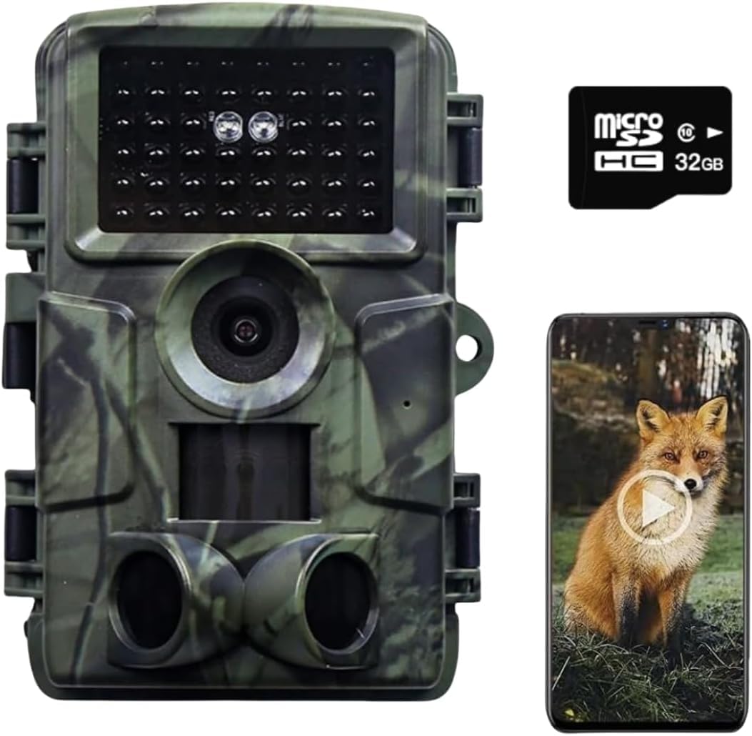 Caméra de Chasse WiFi 4K/60MP Full HD avec Carte SD 32GB, Vision Nocturne Infrarouge 940nm No Glow, Détection de Mouvement 0,2s, Étanche IP66, pour Observer la Faune