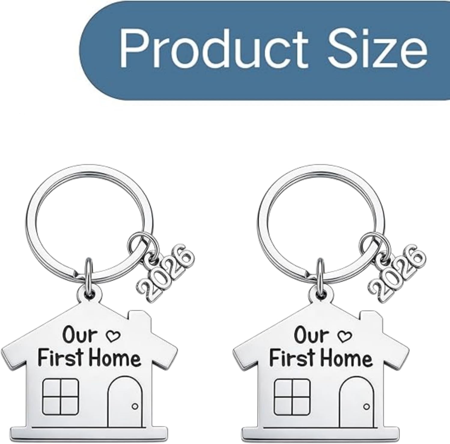 2pcs New Home Key ring,2026 New Home Gifts for Couple,First Home Gifts for House Warming,Lasting Shine as Meaningful,Practical Key Storage Function,Convenient Hanging on The Bag image 2