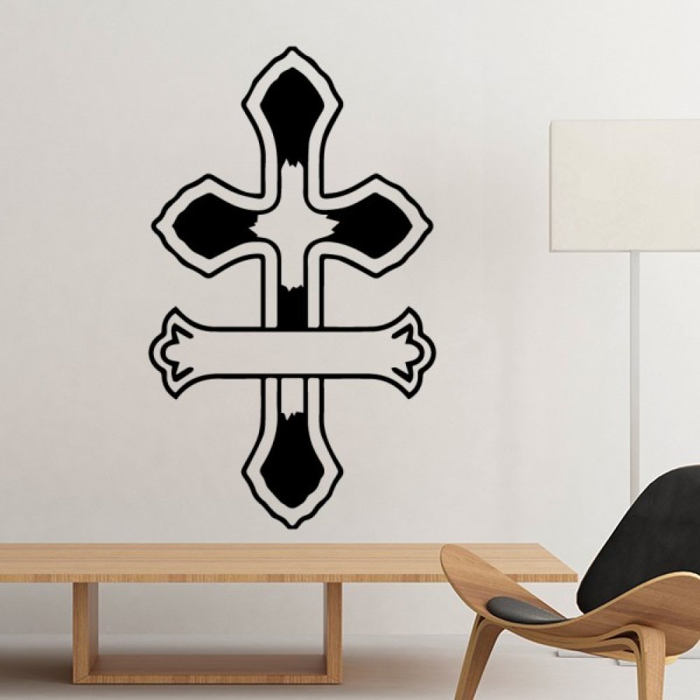 Croix noire sticker mural chrétien pour créer un coin de prière zen en chambre