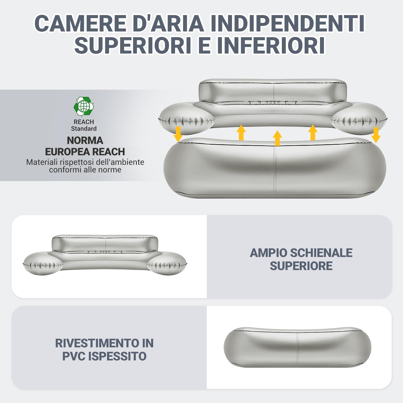 KingCamp Divano Gonfiabile ad Aria 2 Posti, con Pompa a Pedale, Alta Qualità Robusto, Copertura Esterno in Tessuto Rimovibile Lavabile, Adatto per Campeggio, Casa, Giardino, Festival Musicale ecc.