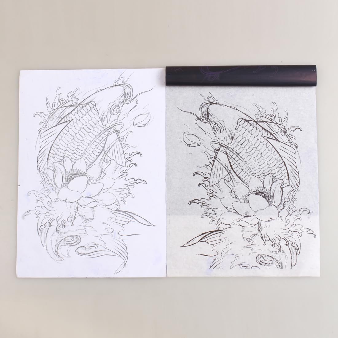 Dragonhawk Kit de Piel de Práctica para Tatuajes - 5 Piezas de Silicón de 3mm de Grosor, Doble Cara con 20 Hojas de Papel de Transferencia A4 para Tatuajes - Para Principiantes y Profesionales