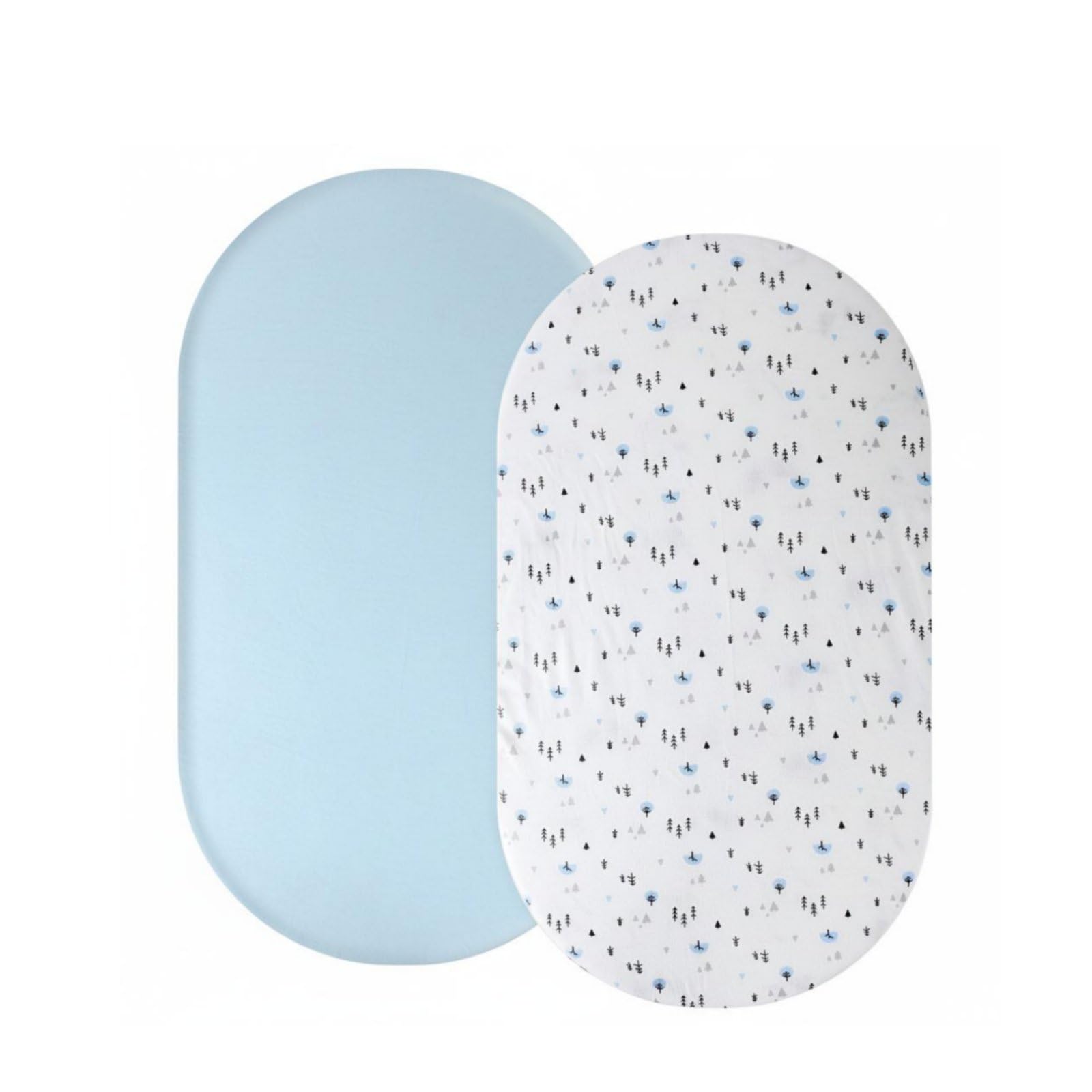harayaa Baumwoll Wiegenbezug Kinderbetttuch Spannbettlaken Babybettlaken Saugfähig Pflegeleicht Bequem mit Elastikband Maschinenwaschbar für Neugeborene für, Blauer Baum, 133-71-22cm