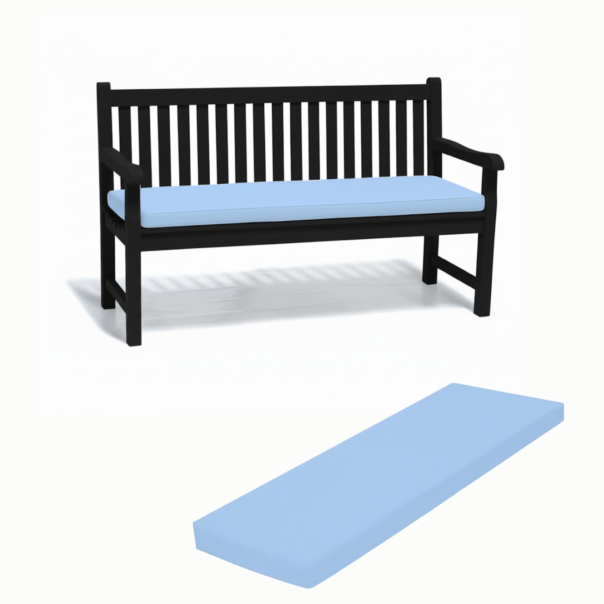 Cuddle Cloud Waterproof Outdoor Bench Cushion for Lawn, Garden & Patio – 2/3/4 Seater Long Bench Seat Pad with Removable Washable Cover (Blue, 3 Seater 140cm x 51cm x 5cm) — image 1