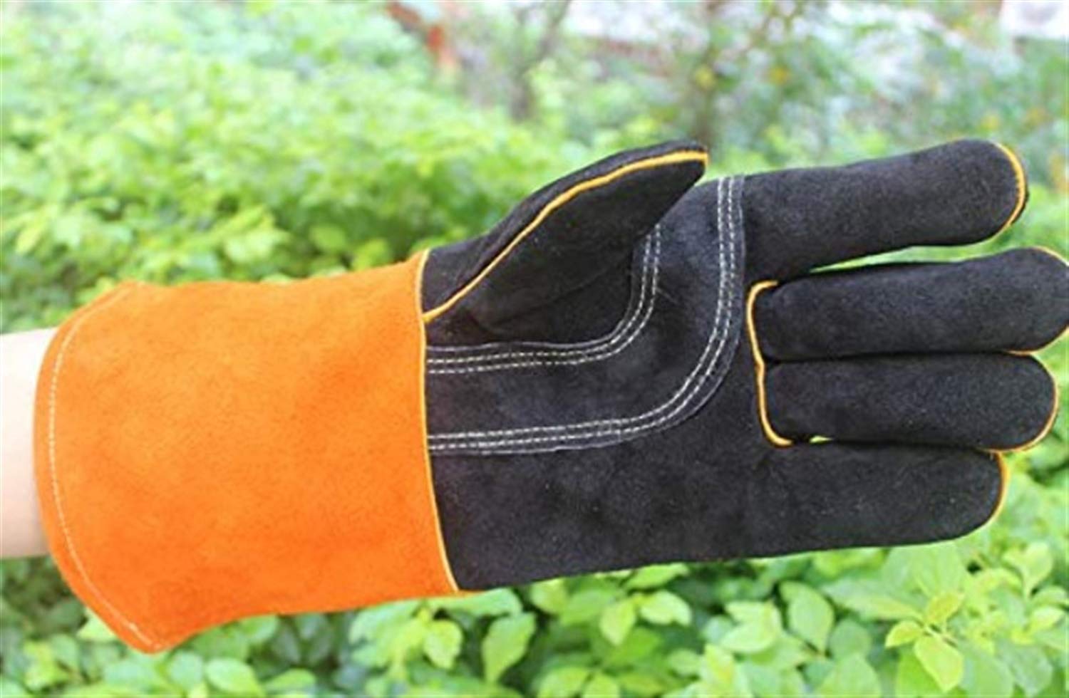 Guanti da lavoro resistenti all'usura Guanti in pelle Protect anti-scottatura, guanti barbecue anti-scottatura, guanti Grill anti-scottatura, Camino anti-scottatura guanti, cotone Fodera con 14 pollic