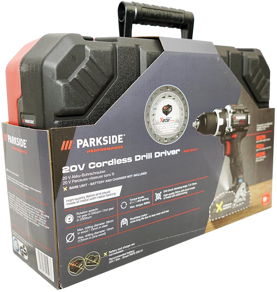 HEADNMORE Bundle – PARKSIDE PERFORMANCE 20 V akumulatorowa wiertarko-wkrętarka PABSP 20 (w zestawie akumulator 2 Ah) + breloczek do kluczy