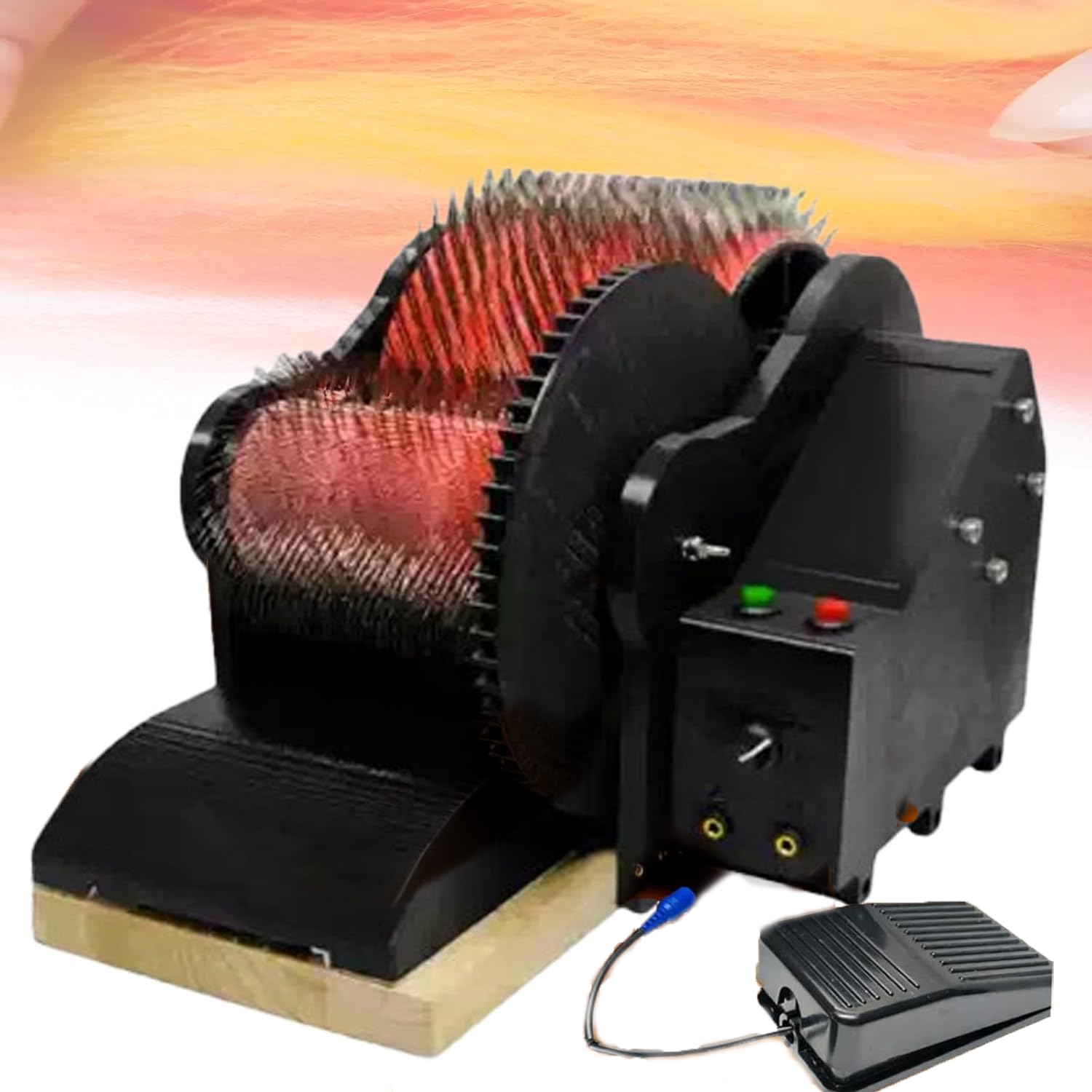 Jybnbbe As Shown Electric Wool Carding Machine, 56Rpm Adjustable Speed, Foot Pedal, Disassembled Design For Combing Blending, Fiber Drum Carder For Diy Felting