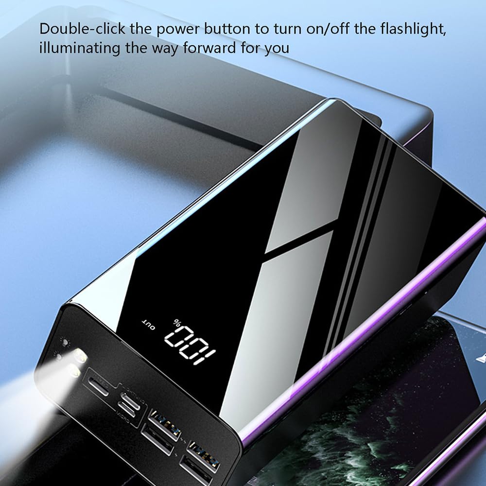 Banque d'alimentation, Power Bank Portable 2400W, Chargeur Rapide pour iPhone avec Lampe de Poche Batterie Externe USB C de très Grande capacité
