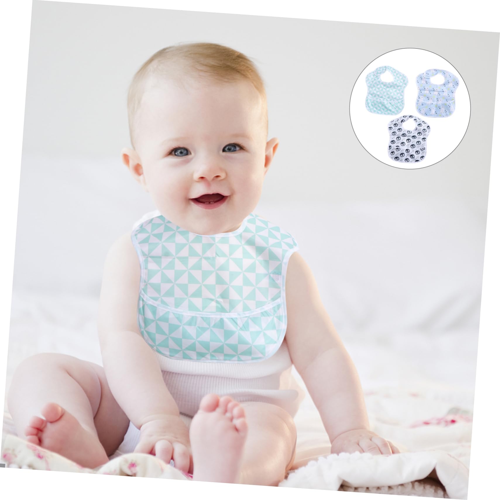 Abaodam 9piezas Babero Para Bebés Diseño De y Pingüino Toallas De Saliva Detachables Para Comidas y Protección De Ropa Accesorio