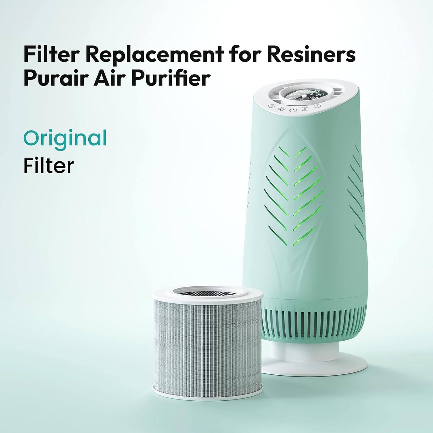 Resiners Purair Air Purifier with its original filter, ready for replacement.