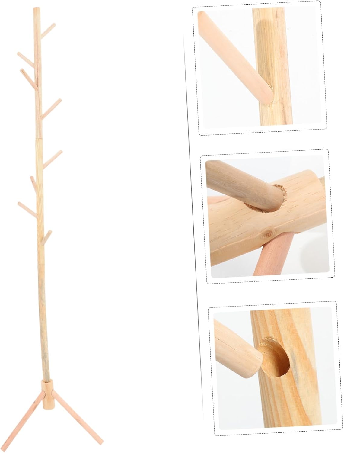 Premium Wooden Stand Coat Rack with Artificial Branches Clothes Hanger for Bedroom Entryway Dormitory Compact Standing Garment Rack for Coats Bags Hats