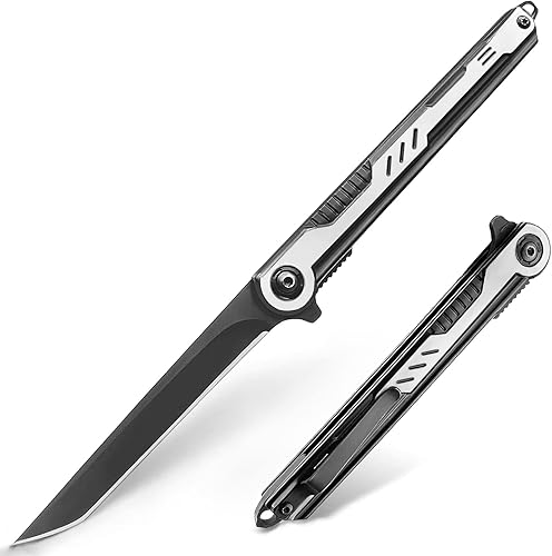 Miniatura 1 de EDC - Cuchillo de bolsillo plegable para hombre, cuchillos delgados con clip y rompecristales, cuchillo de caballero con hoja de acero 7CR13Mov para