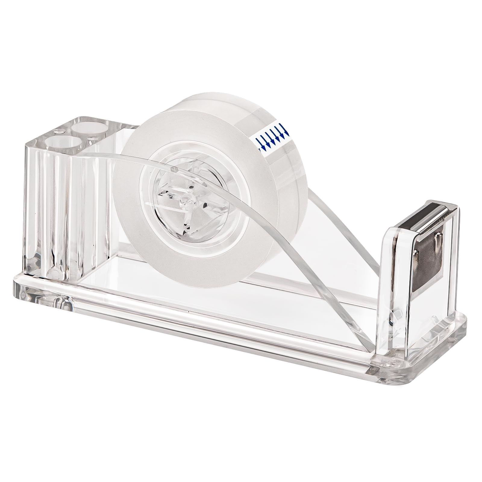JEFURE Transparent Acrylic Tape Dispenser, Non-Skid Tape Cutter Holder, Clear Tape Dispensers Bulk for Desk, Office, Home, School