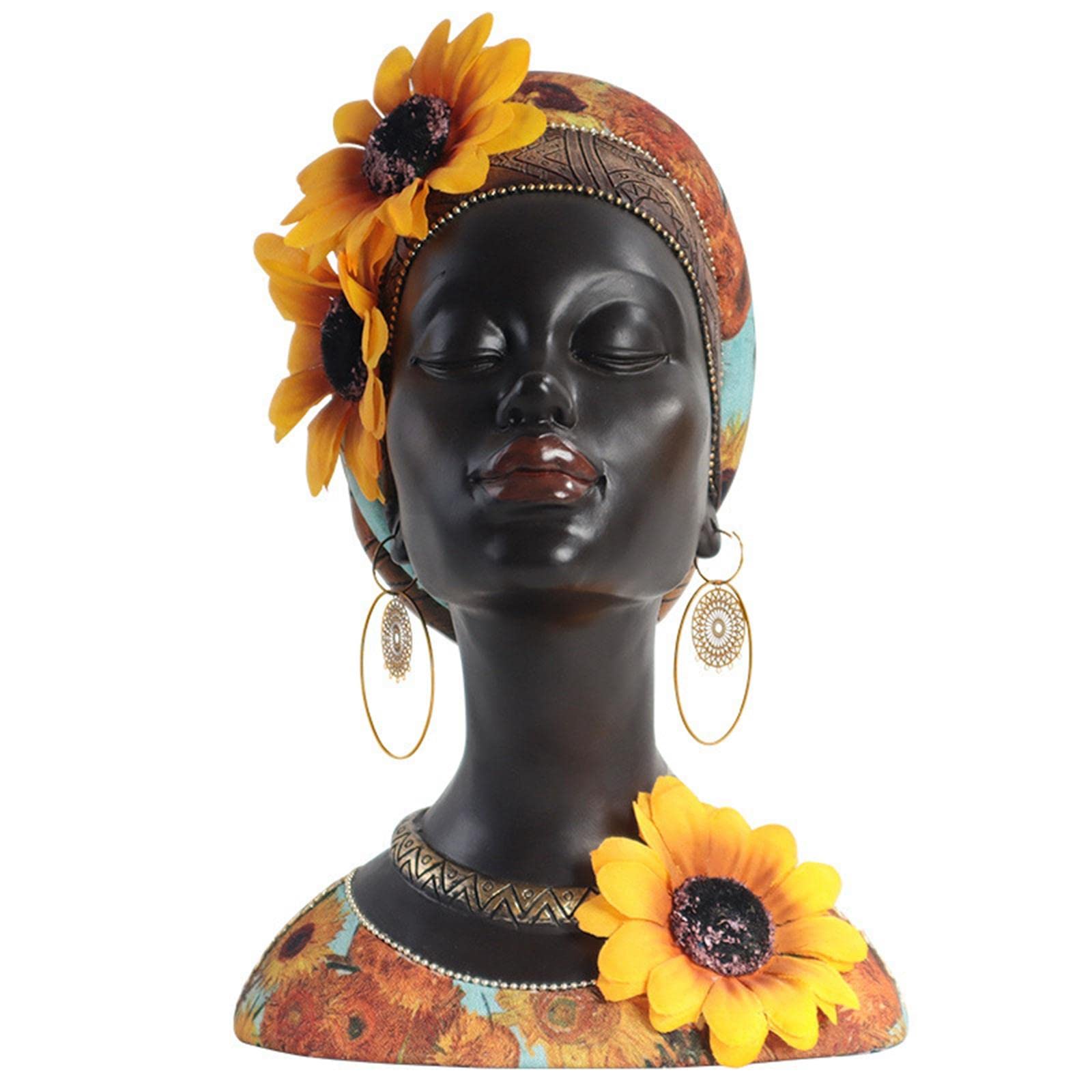 perfk Statua della Donna Africana, Scultura d'Arte Femminile della Statuetta della Signora Nera per l'armadietto del Soggiorno