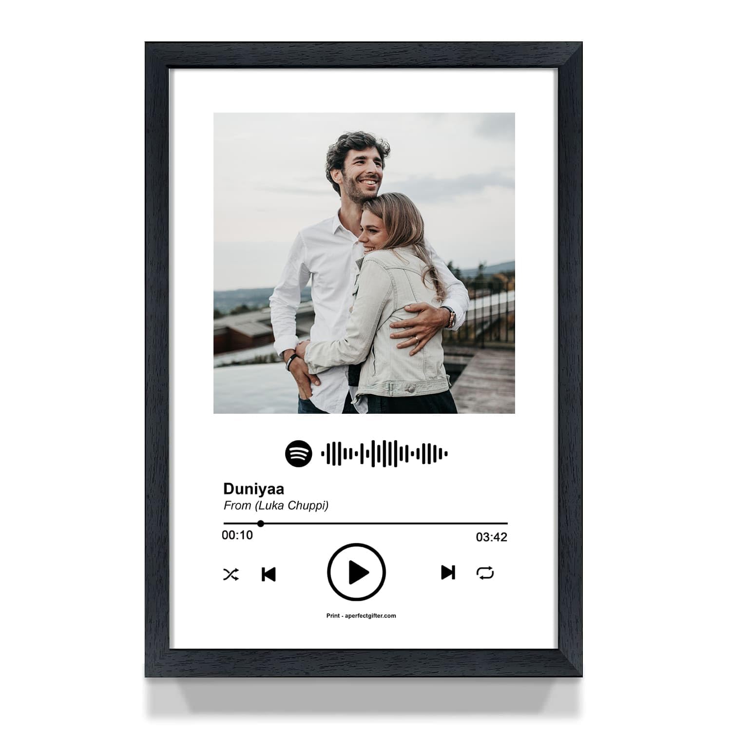 A Perfect Gifter Personalized Wooden Music Photo Frame With Song Spotify Plaque For Living Room, Home, Bedroom Wall Decoration (Spotify Frame, 10 X 14 Inch)
