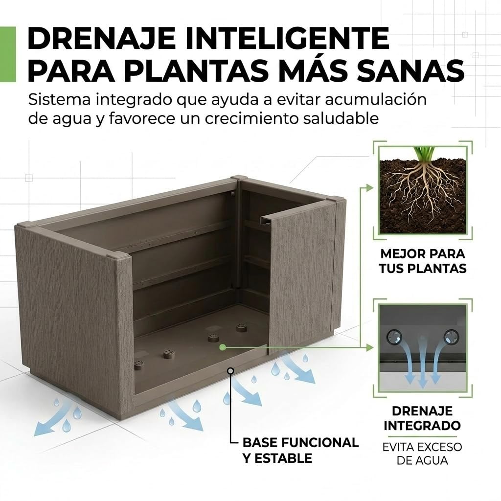 Pincho Jardinera Decorativa Grande para Interior y Exterior - Macetero Efecto Piedra de 80x36x35 cm, Ideal para Plantas Naturales y Orquídeas, Macetas Decorativas Modernas (1, 80X36X35cm CASTAÑO)