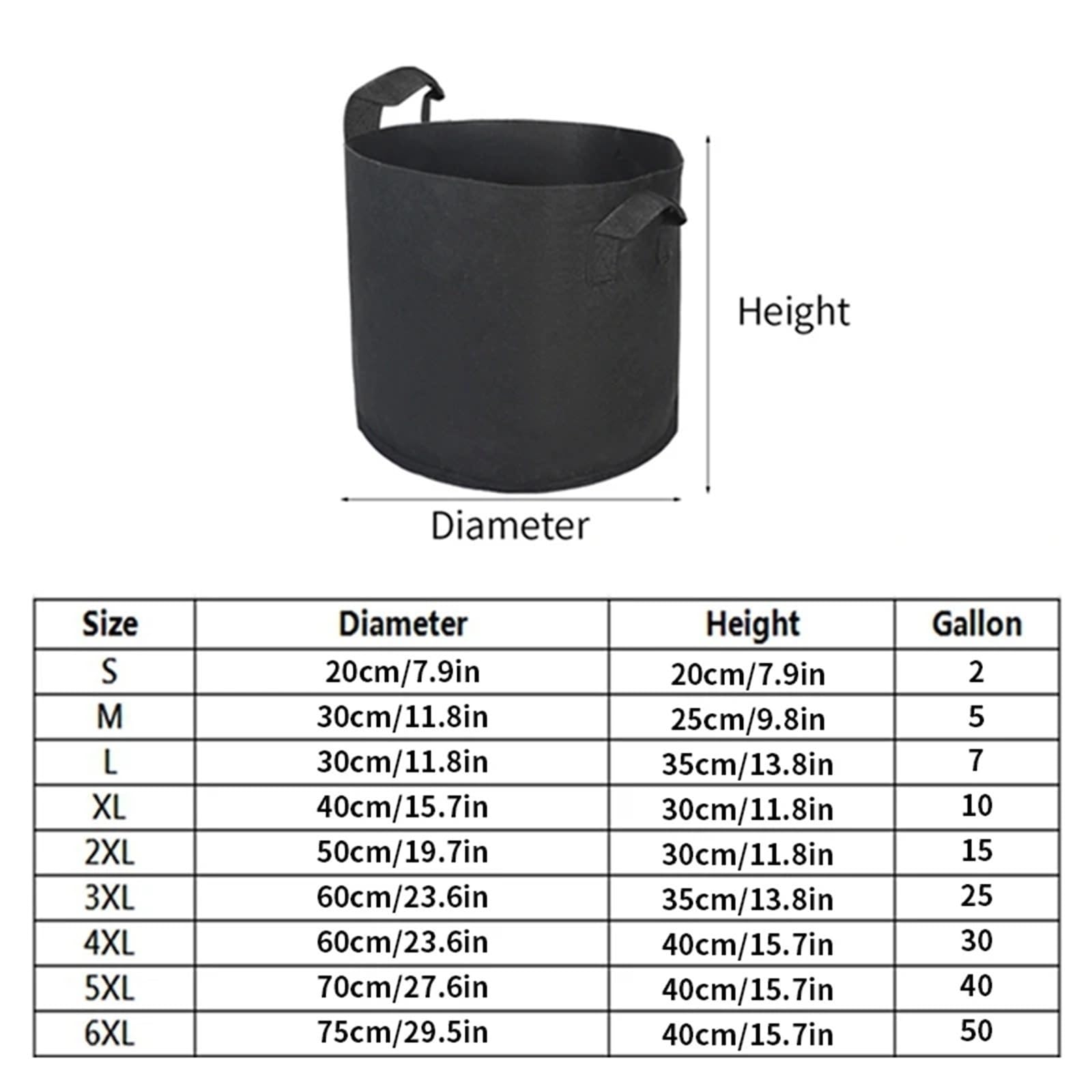 2 Stück 2–50 Gallonen Pflanzbeutel aus Filz, Kartoffel-Erdbeer-Pflanzbeutel, Garten-Gemüse-Sämling-Beutel, Kindergarten-Topf, Hausgarten-Werkzeuge für Balkon Terrasse Balkon(10 Gallon 40x30cm)