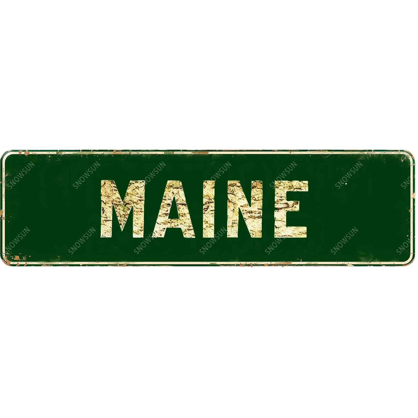 Maine Street Sign Vintage Tin Signs Art Plaque for Home Office Bar Garden Cafe Yard Garage 4x16 Inch
