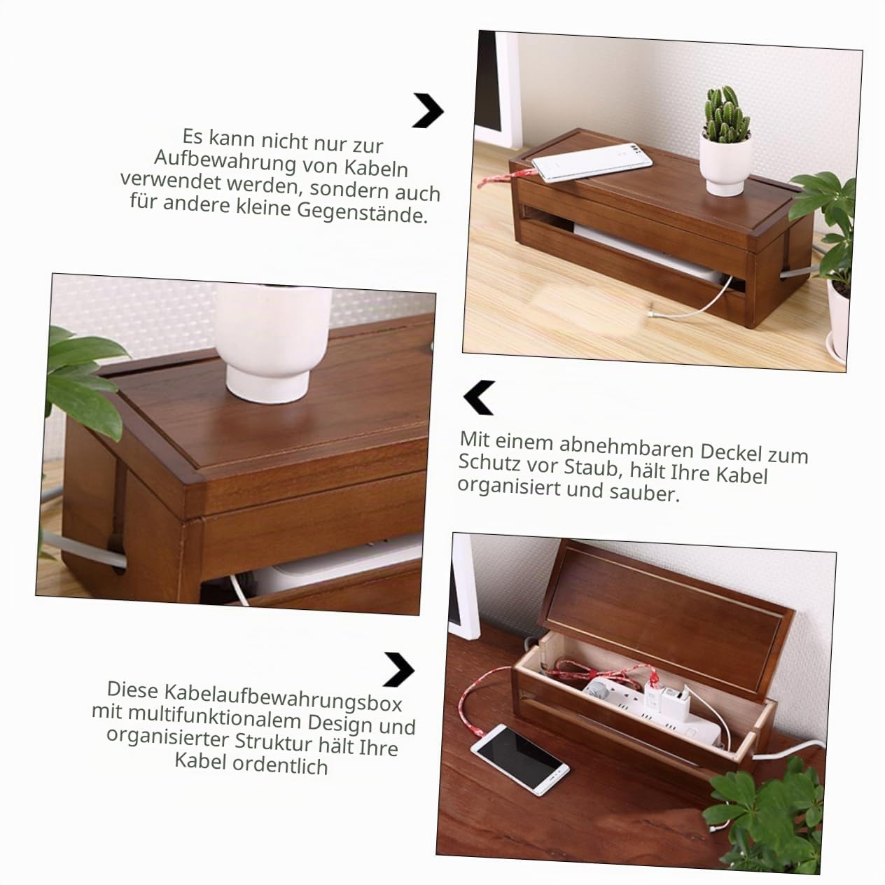 Kabelorganisatorbox für Schreibtisch Stecker Organizer Kasten und Aufbewahrungsbehälter für Kabel mit Abnehmbarem Deckel Wärmeableitung