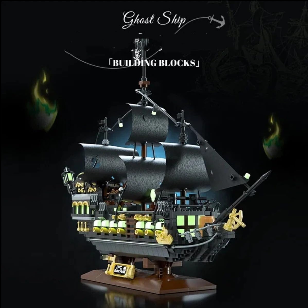 TRavesty Pirate Ship Building Block Set, 1576 PCS Black Pearl Ship Ghost Ship Flying Dutchman Model Boat - Image 4