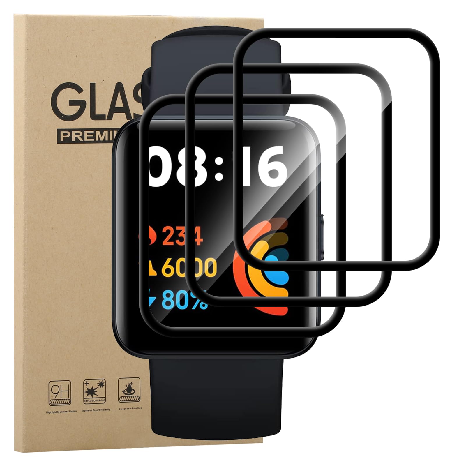 Young & Min Compatible per Vetro Temperato Xiaomi Mi Watch,[3 Pezzi