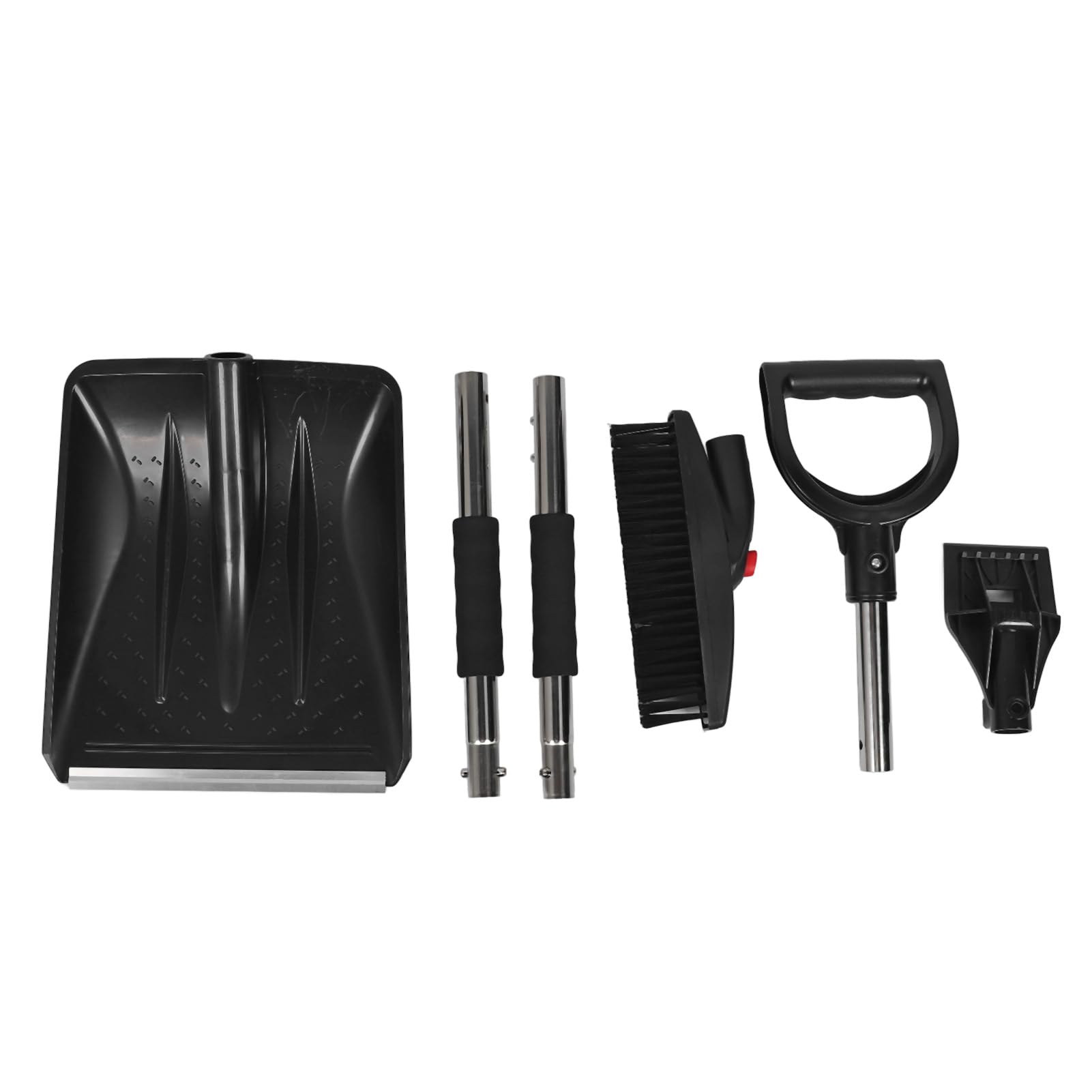 Pala de nieve para coche, pala de nieve extensible 3 en 1, pala de acero inoxidable para quitar nieve para coches, motos de nieve (blanco plateado)