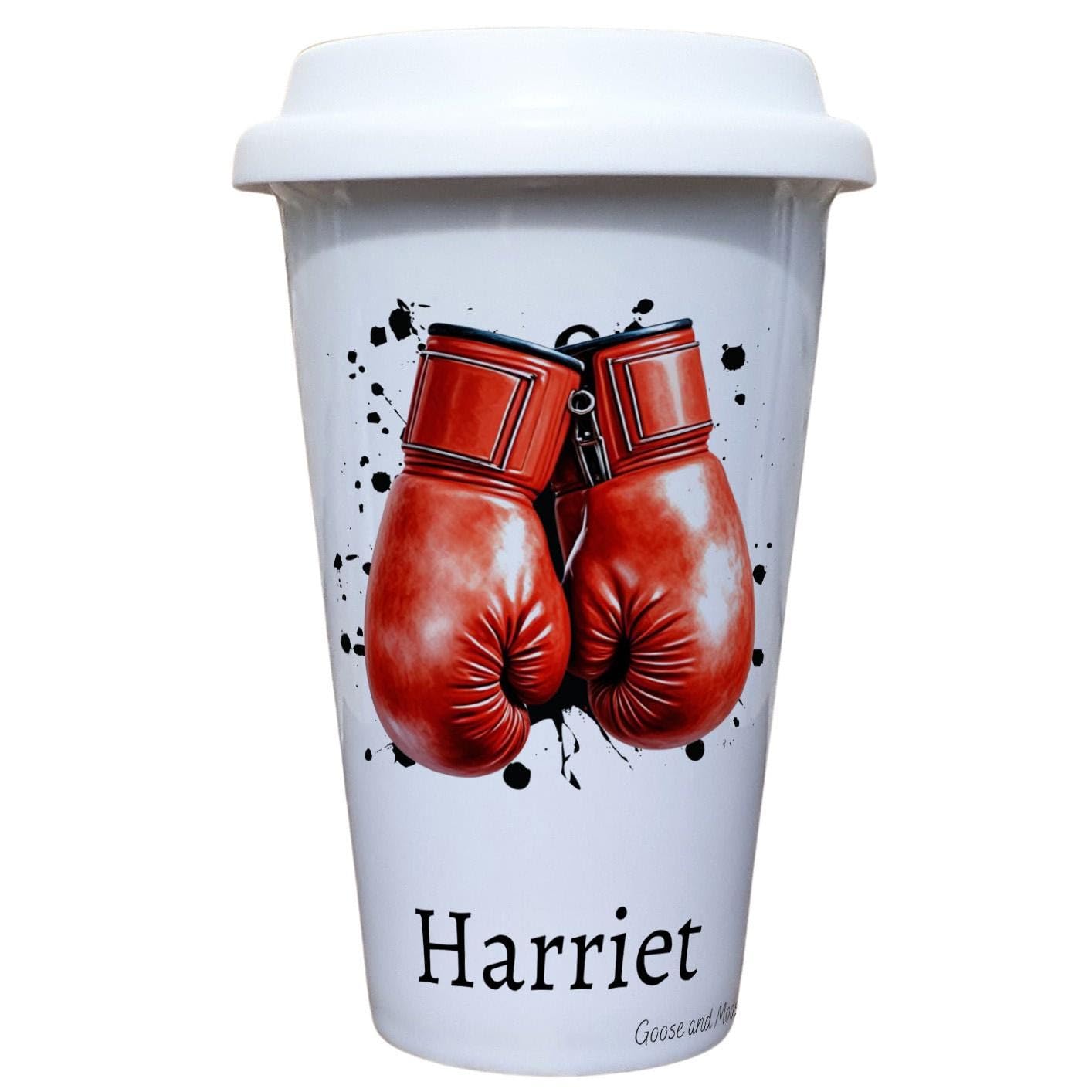 Personalised Boxing Travel Mug, Gift for Sports Lover, Thank you present for Boxer, Hot Drinks Flask, Outdoor Lifestyle Insulated Coffee Cup