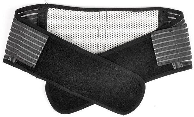 ULTNICE Portable Adjustable Elastic Infrared Self-heating Magnetic Therapy Back Waist Support Lumbar Brace Belt Double Pull Strap Lower Pain Massager - Size XL (Black)