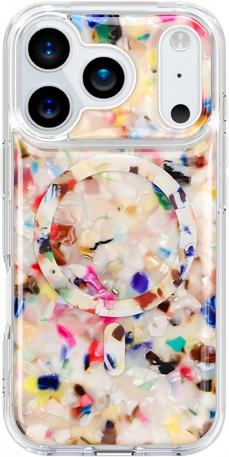 Magnetic for iPhone 17 Pro Case,Colorful Marble Fragment Cute Phone Case