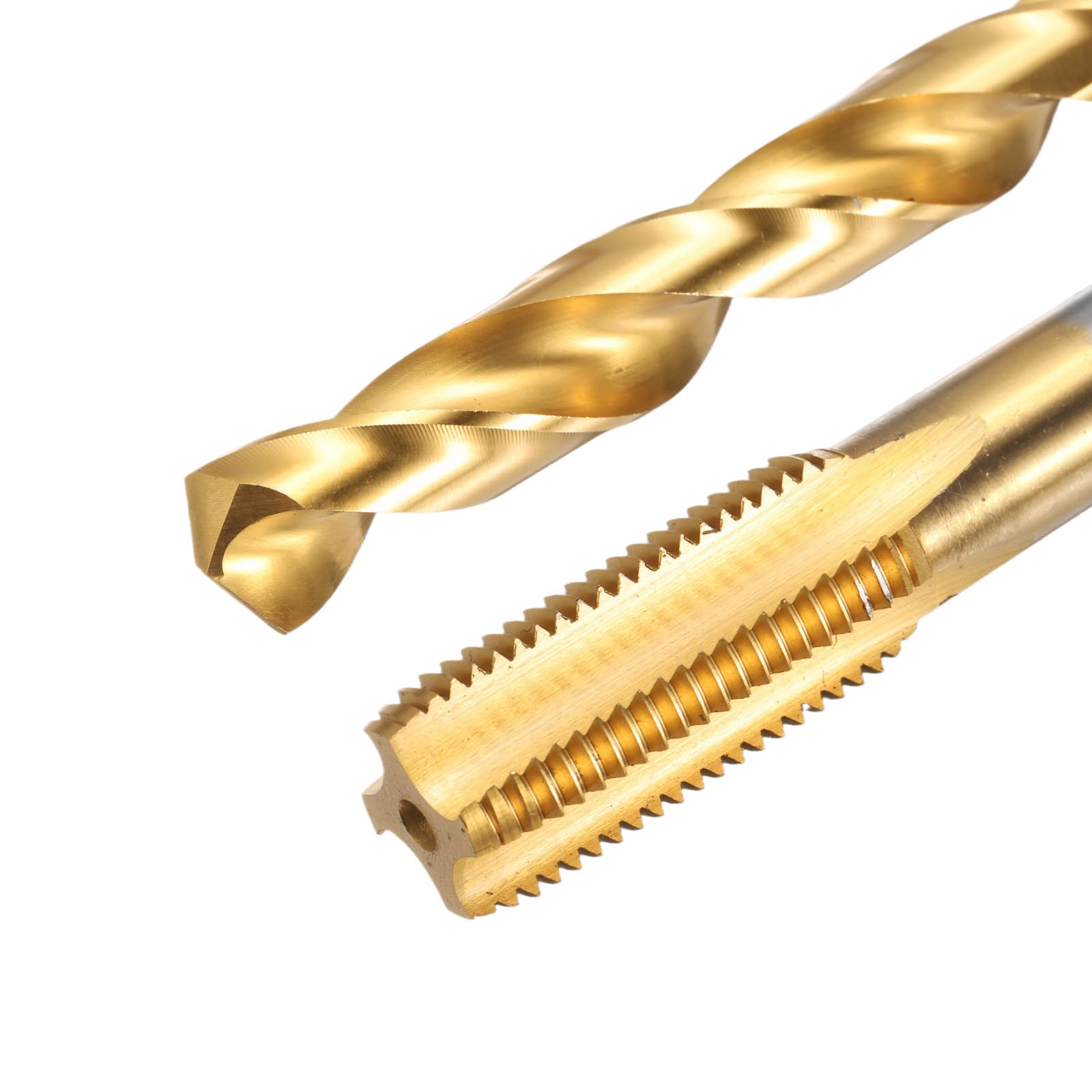 Set di Maschi e Punte da Trapano, 1 Maschio filettato a scanalatura Dritta M14 x 1,5 e 1 Punta elicoidale da 12,5 mm, Kit di Utensili per Filettatura HSS-6542 Rivestiti in Titanio