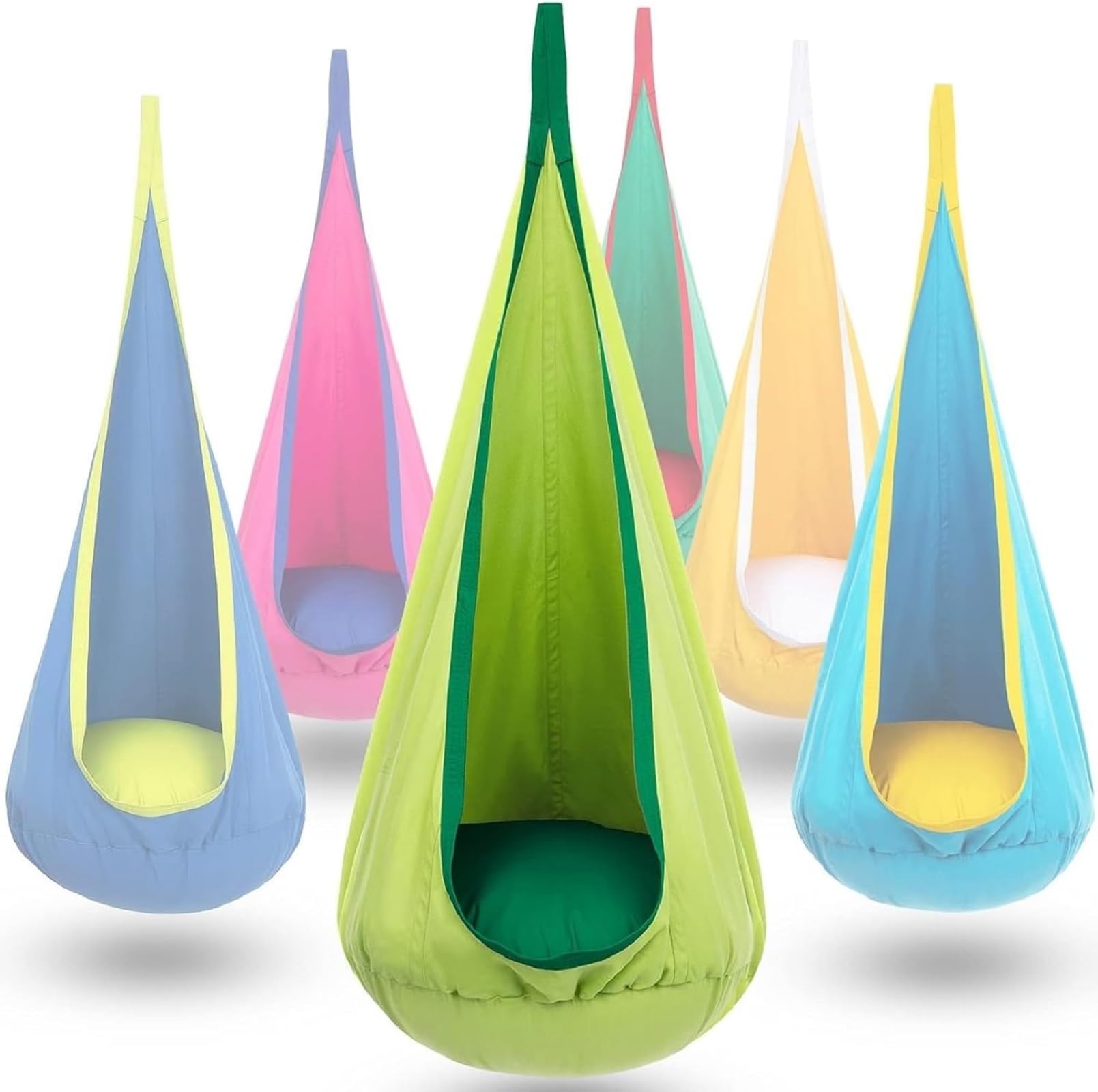 VIsuIvit Kids Pod Swing Seat Chair, Hammock Chairs witha Inflatable Pillow and All Accessories for Indoor and Outdoor(Green)