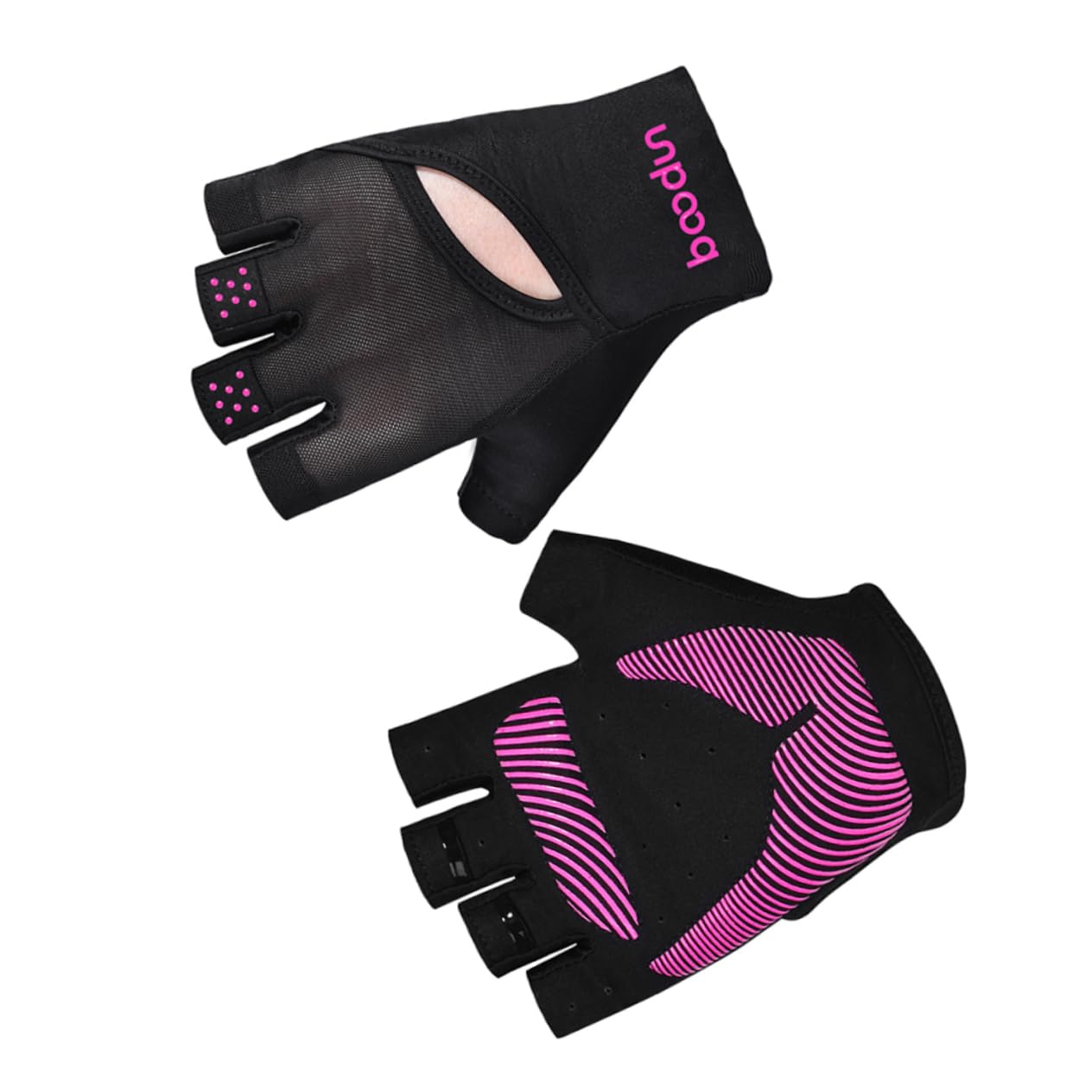 INOOMP 2pezzi Guanti Da Palestra Antiscivolo Per Fitness e Yoga Guanti Mezza Dita s Per Uomini e Donne Per Sport All Aperto e Attività Fitness Nero Rosa