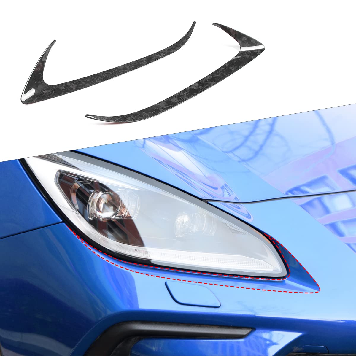 JONKOKO100% Real Carbon Fiber Headlight Eyebrow Eyelid Cover Trim For BRZ/86 2022 Car Exterior Accessories (Forged Pattern)