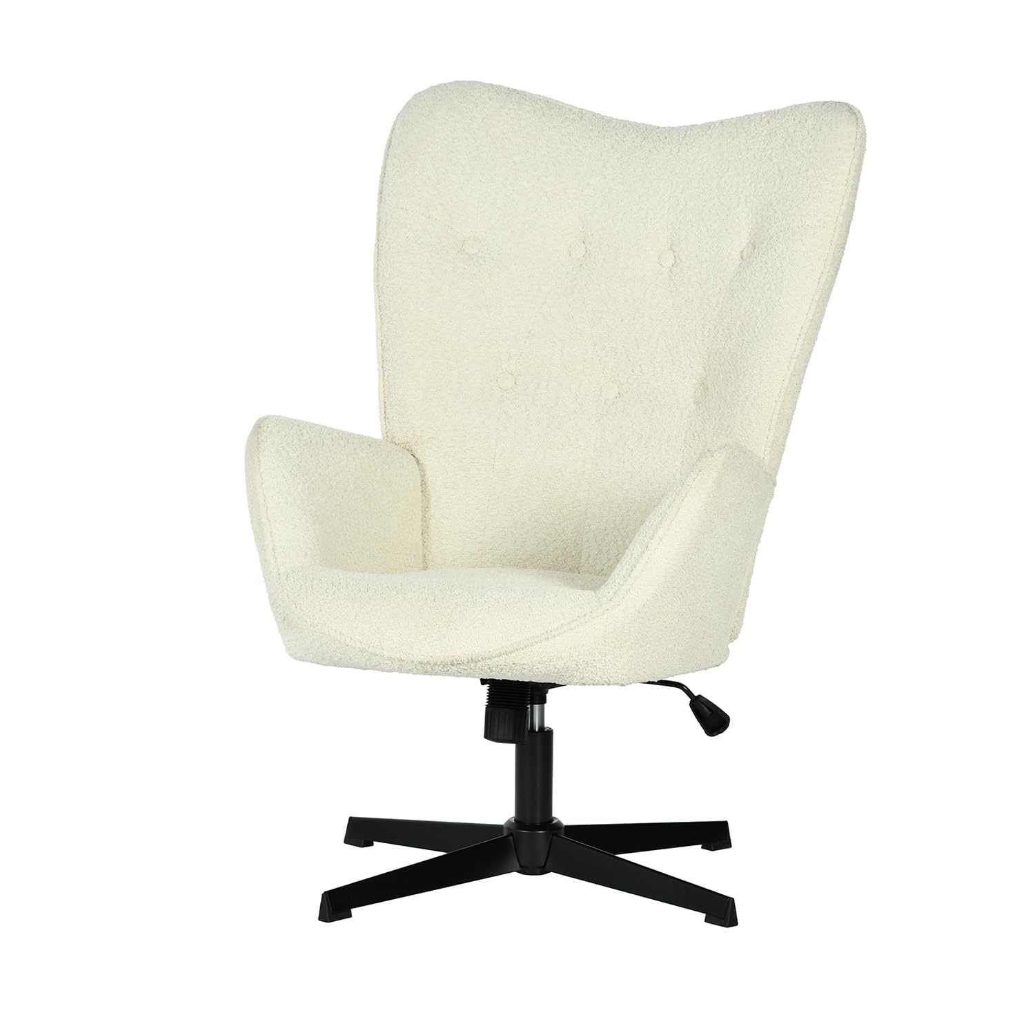 MEUBLE COSY Poltrona Imbottita Girevole Regolabile in Altezza, Sedia da Salotto Funzione di Inclinazione Libera, Poltroncina Relax con Schienale Alto in Tessuto Chenille, Beige