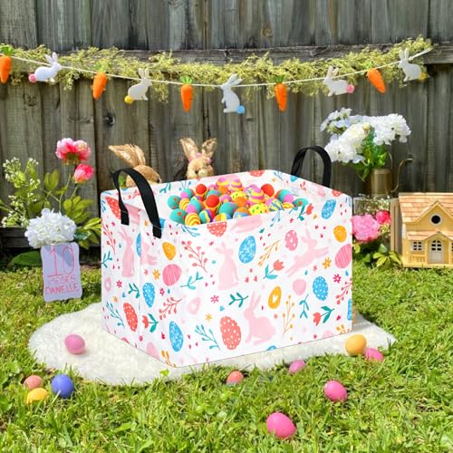 Image of Rectangle Easter Eggs Gift Basket Rabbit Toy Shelf Basket Clothes Laundry Storage Box Storage Bins, Bunny Basket, Laundry Hamper with Handles