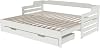 Multifunctional Daybed Twin with Pull-Out Trundle and Storage Drawer, Solid Pine Wood Frame Single Guest Bed with Slatted Base, Space-Saving Sofa Bed Design with Under-bed Storage White