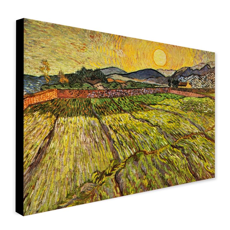 Enclosed Field with Rising Sun The Wheat Field by Vincent Van Gogh Wall Art - Wrapped Framed Canvas Wall Art (A1 [32 x 24 inch / 81 x 61 cm])