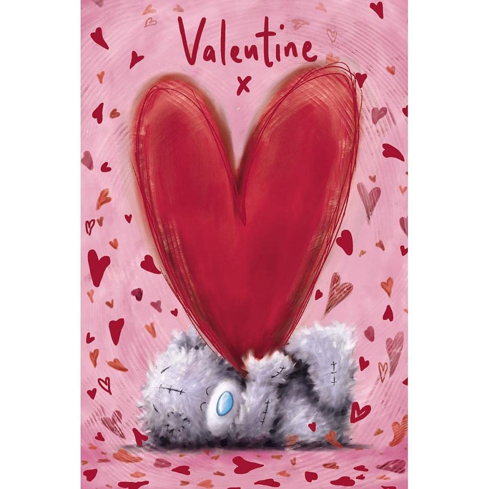 Me To You Tatty Teddy Softly Drawn Bear Lying Down With Heart Adorable Valentine's Day Card, 6 x 9 Inches - Official Collection
