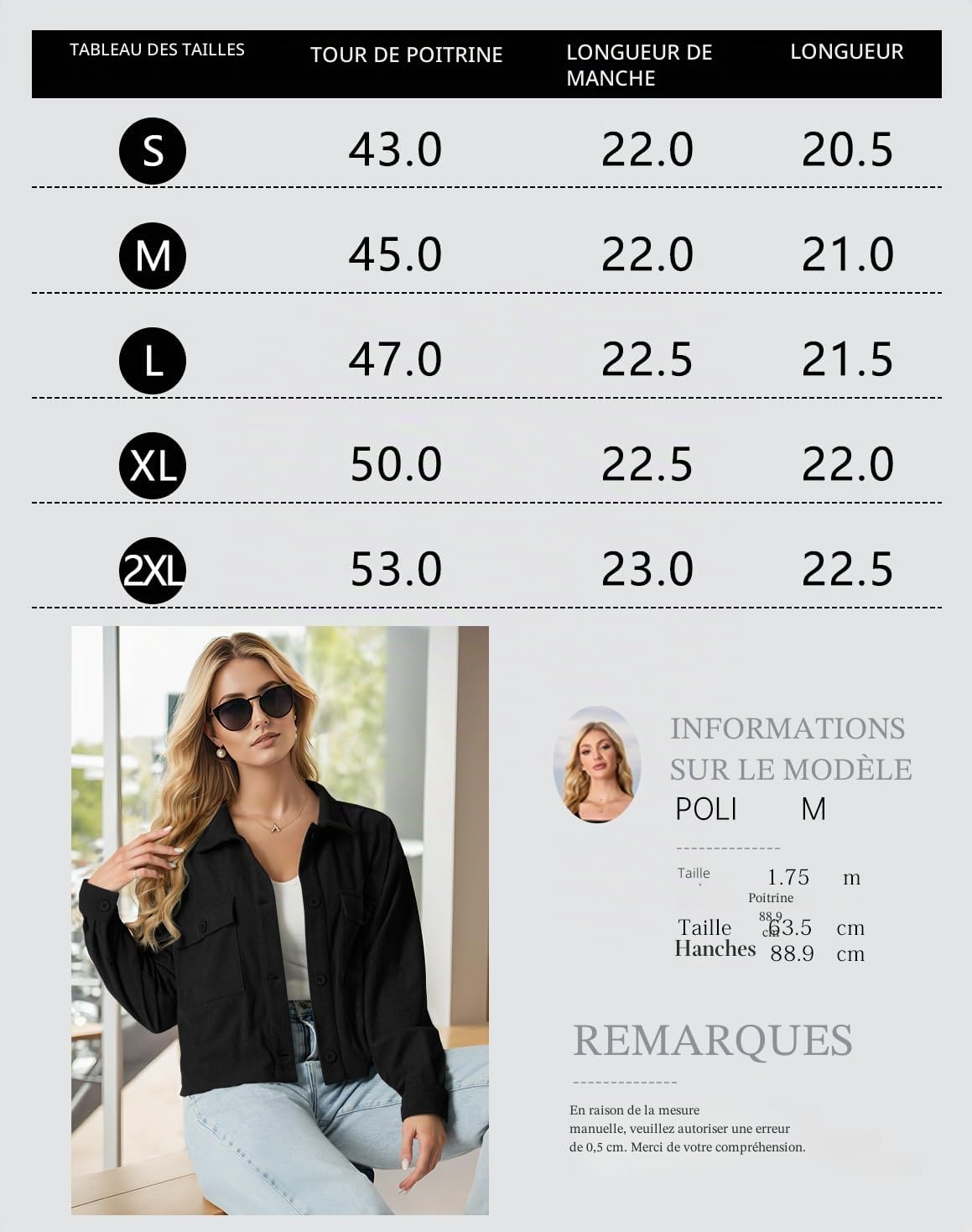 IWOLLENCE Veste en velours côtelé pour femme - Manches longues - Revers - Boutonné - Manteau shacket