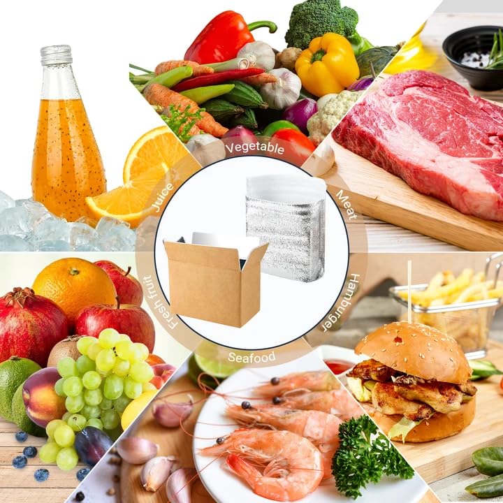 Image of UNIFAMILY 4pack Small Insulated Shipping Box for Frozen with Aluminum Foil Liner, Cold Shipping Boxes for Food, Reusable Styrofoam Cooler Mailing Box for Hot Frozen Food Delivery