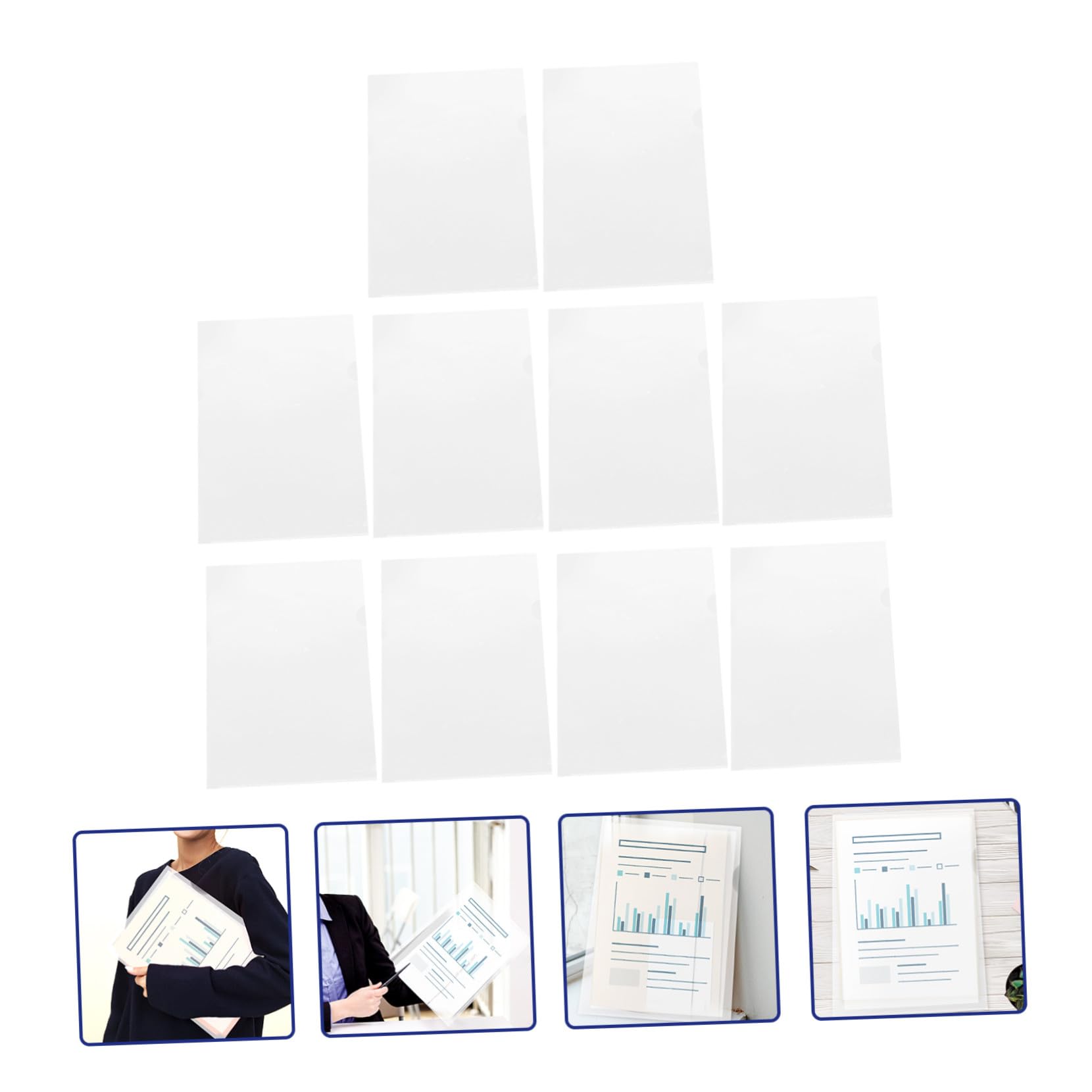 100 Stück Transparente Förmige Dokumentenordner aus Kunststoff Doppelseitige Datei Schutzmappe Langlebig für Büro Schule und Aktenorganisation zur Papieraufbewahrung und