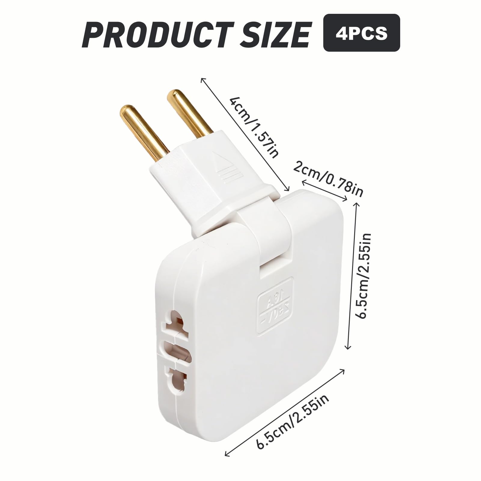 4 Piezas Ladrón Enchufe Plano de Pared con 3 Tomas, Adaptadores Giratorios 180° Ultraplanos, Multiplicador Enchufe para Viajes y Uso Doméstico, Compatibles con Enchufes Europeos y Americanos — view 2